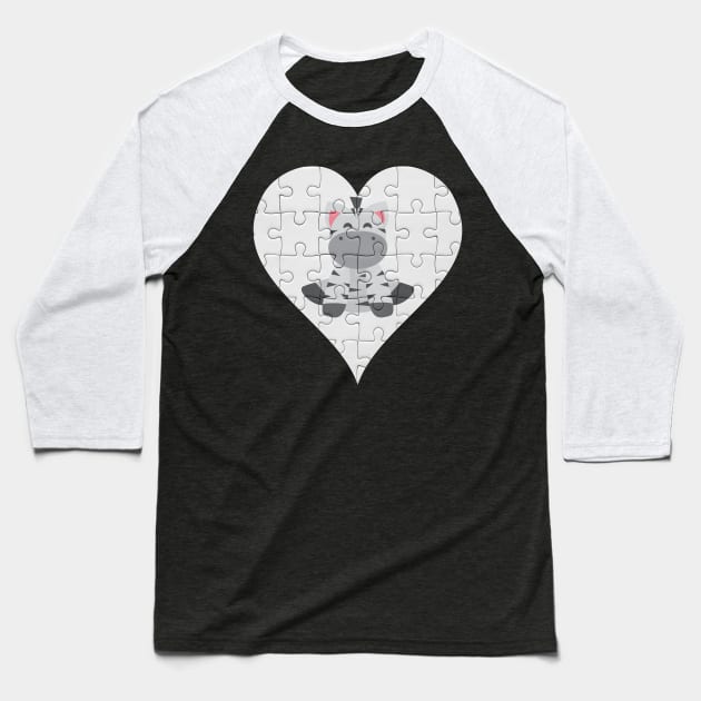 Jigsaw  Zebra Heart Design - Wild Animal Zebra Baseball T-Shirt by giftideas